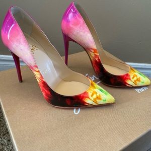 Louboutin Pigalle Follies patent tie dye